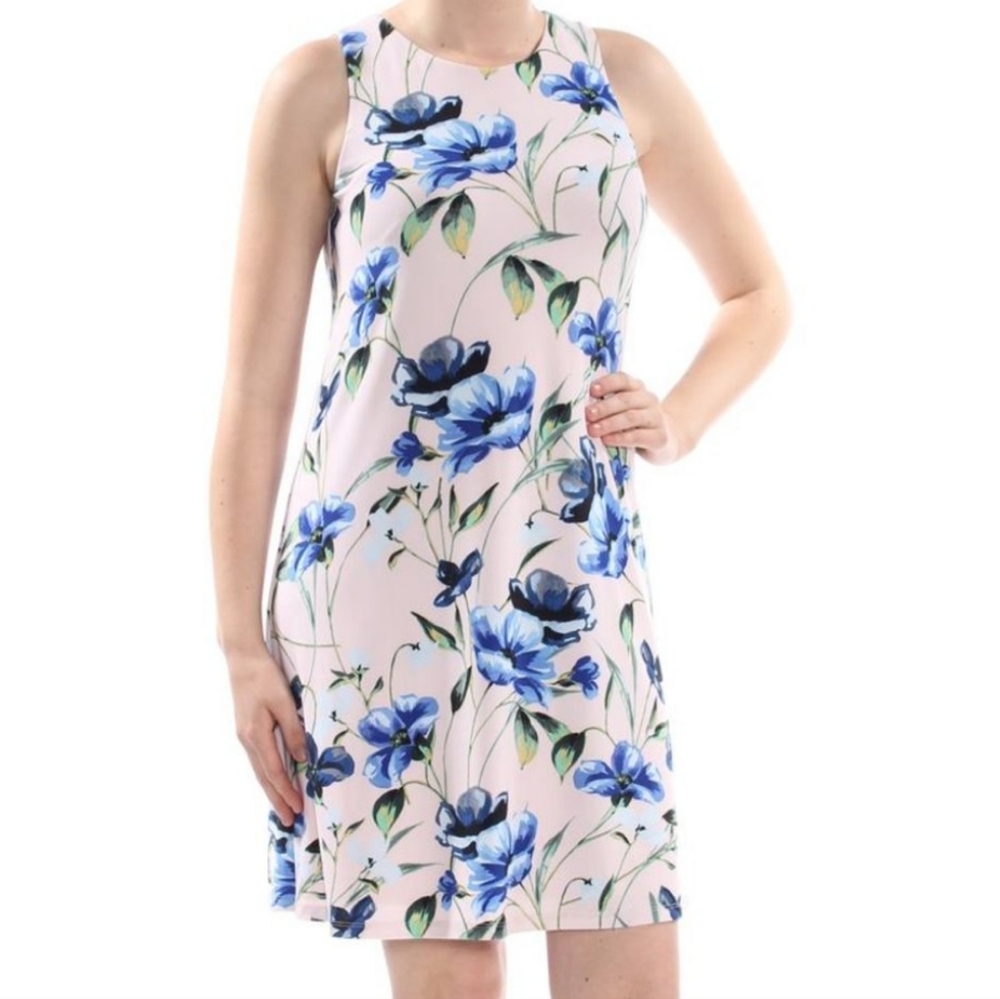 Lauren By Ralph Lauren Floral Trapeze Shift Dress Sleeveless Stretchy Women's 4